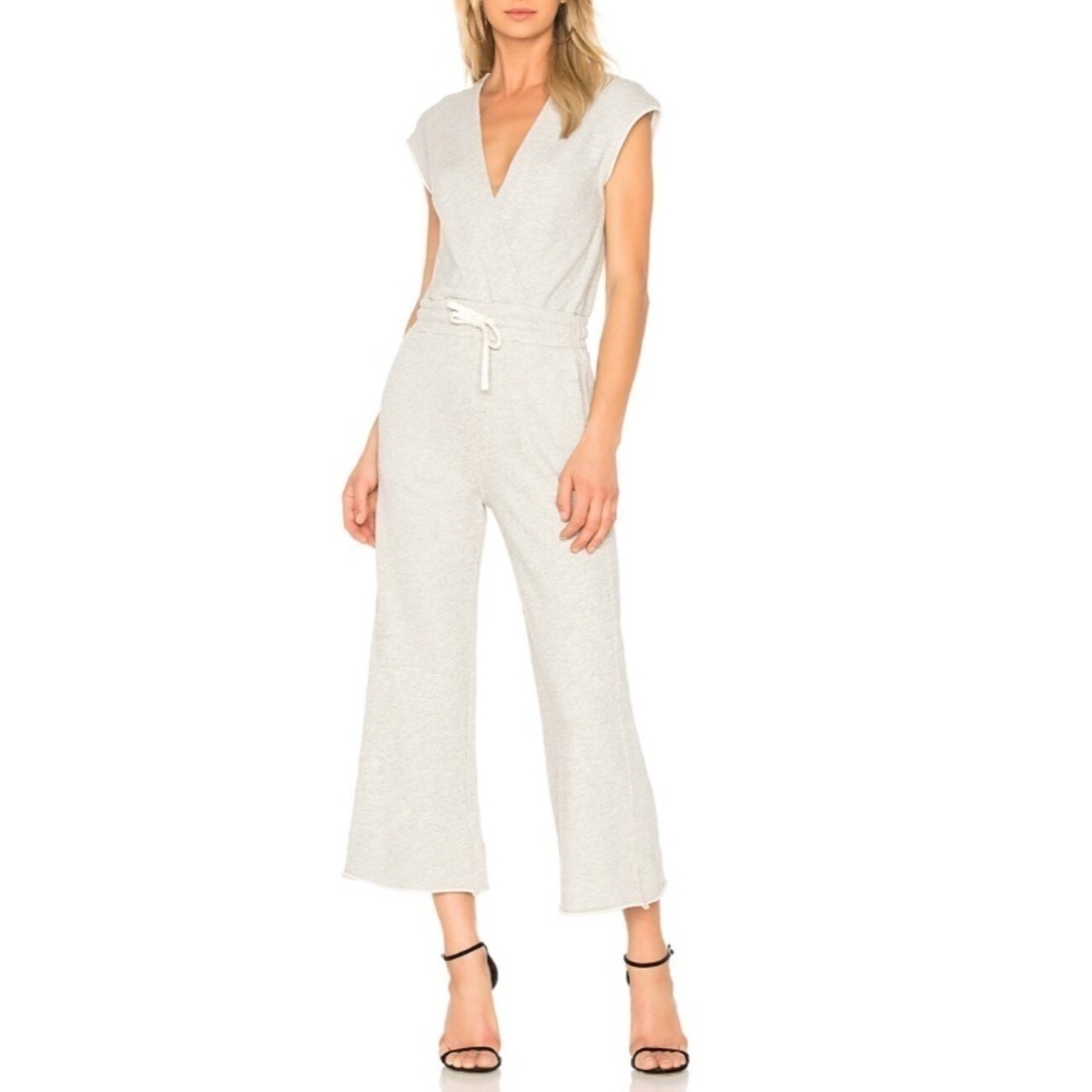 AMO x Revolve Farrah Jumpsuit Heather Gray Cotton v neck Sleeveless medium